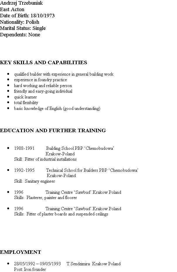 Poland cv format doc image